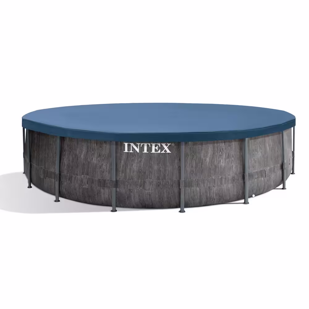 INTEX 15 ft. Round 48 in. Deep Prism Steel Frame Pool Set with Cover, Ladder, & Pump
