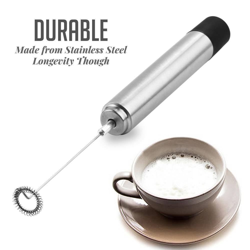 OVENTE Stainless Steel Milk Frother, Coffee Mixer Wand, Silver (FRS1020B)