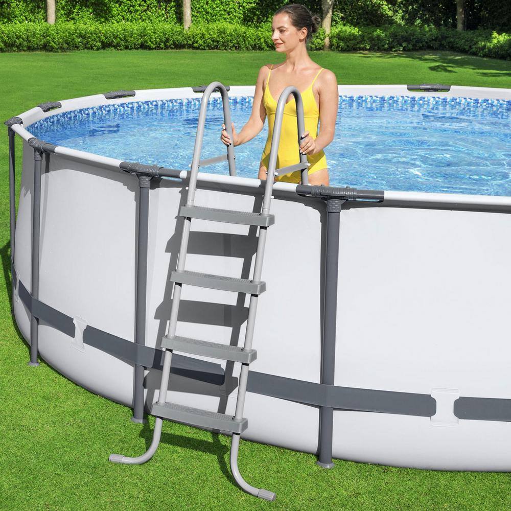 Bestway 14 ft. Dia Round 48 in. D Metal Frame Pool Set