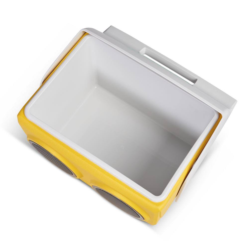 IGLOO Playmate Classic KoolTunes 14 qt. Yellow and White with Hot Pink Chest Cooler
