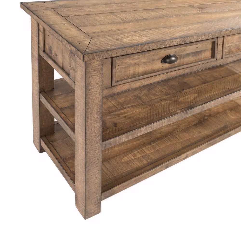 Martin Svensson Home Monterey 50 in. Natural Standard Rectangle Wood Console Table with Drawers