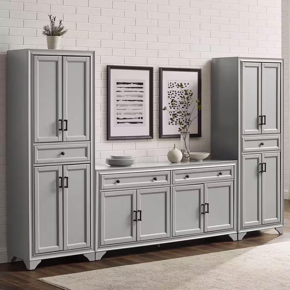 CROSLEY FURNITURE Tara Gray Sideboard Set with Pantries