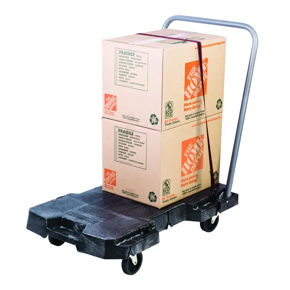 Husky 2-Tier Plastic 4-Wheeled Service Cart in Black