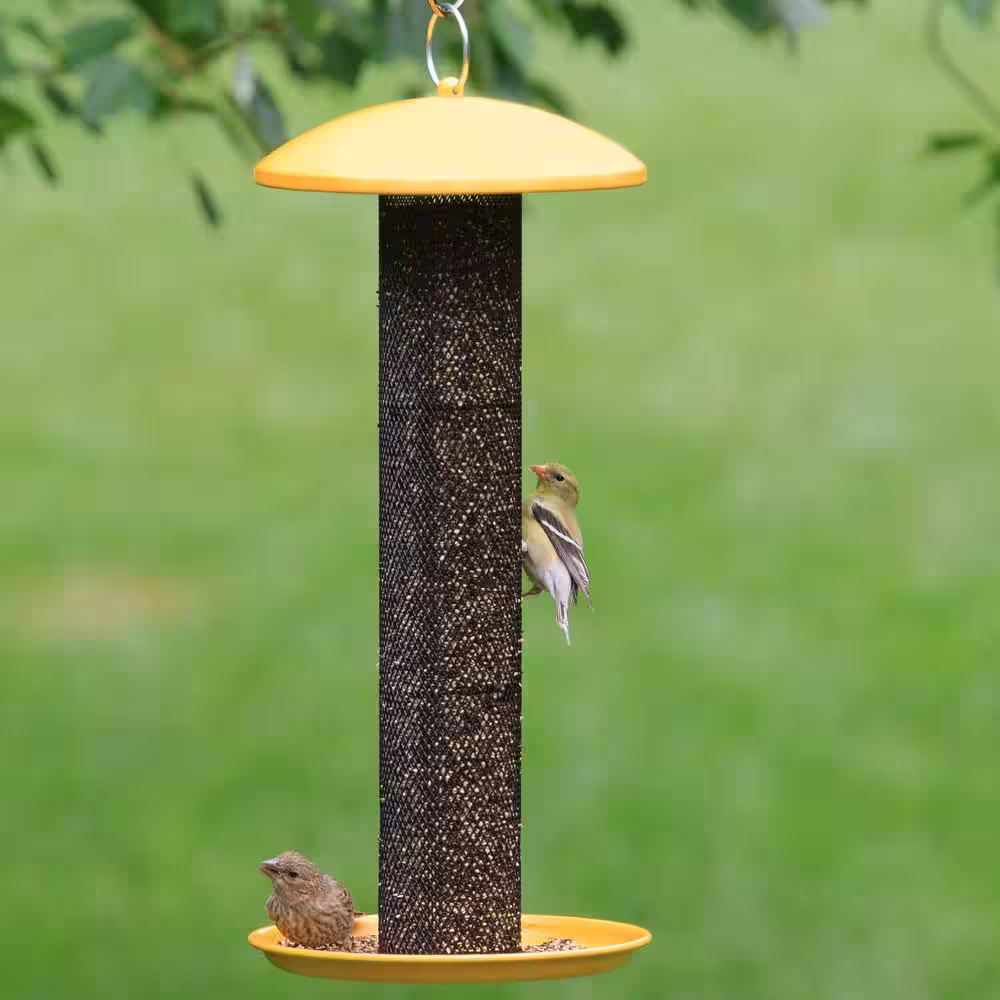 Perky-Pet Yellow Straight Sided Finch Tube Hanging Bird Feeder - 1.5 lb. Capacity