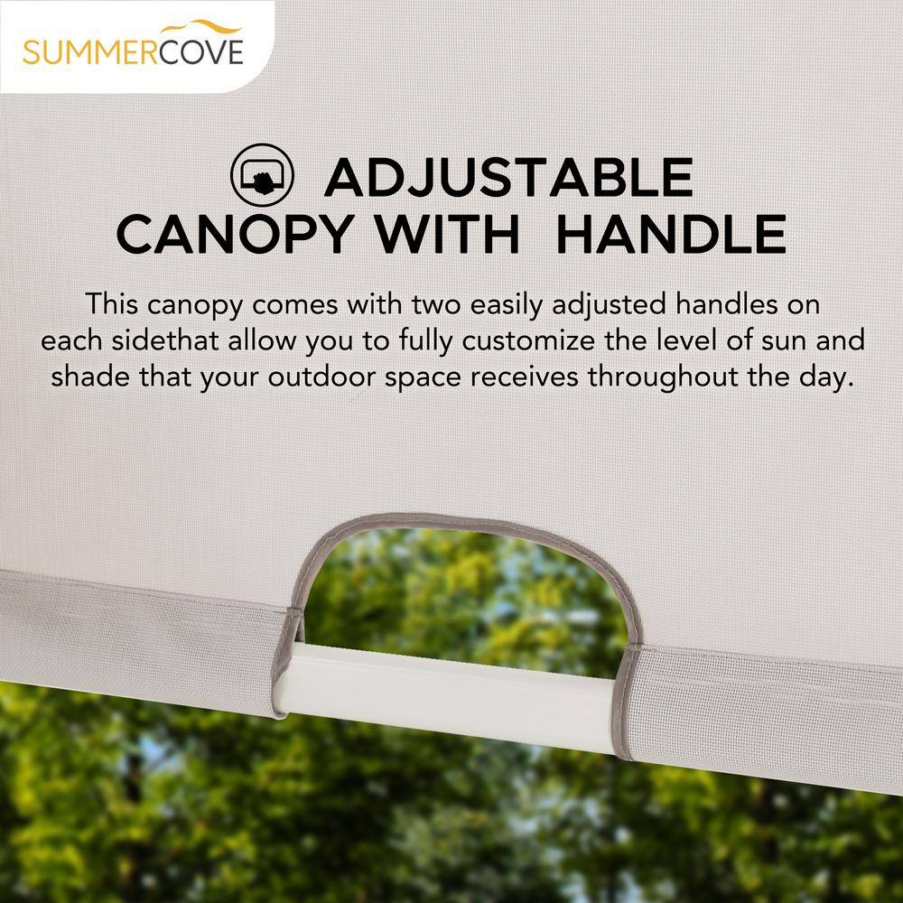 Sunjoy SummerCove Delrey 12 ft. x 14 ft. Light Gray Steel Pergola with Adjustable Canopy