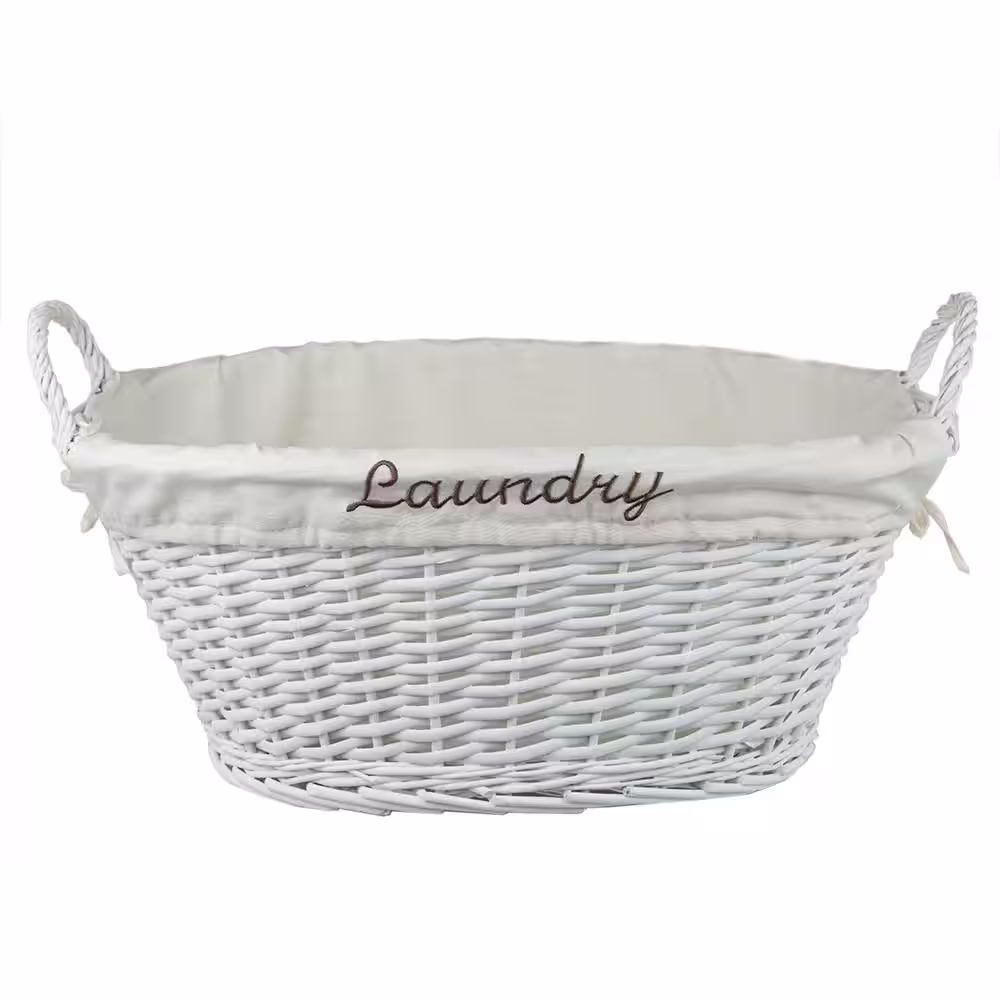 Home Basics White Wicker Basket