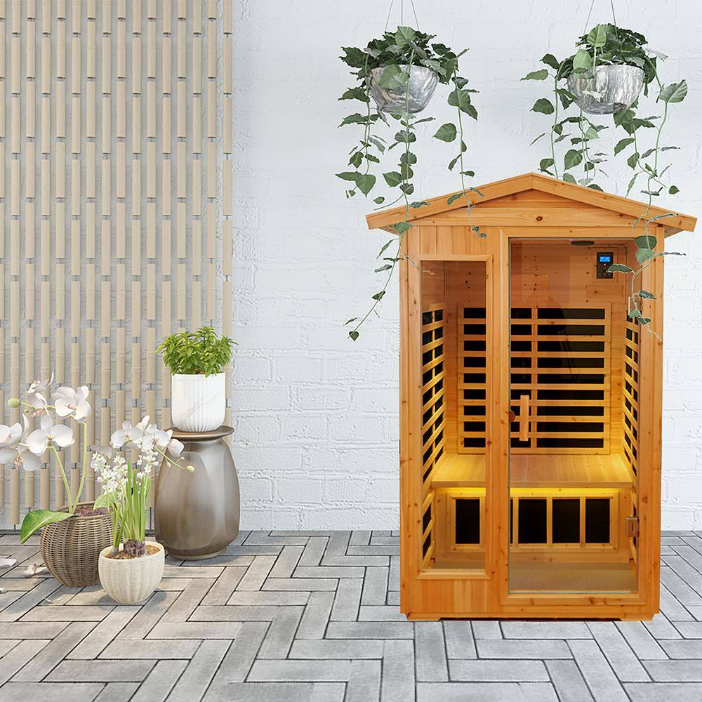 Whatseaso 57.87 in. L Two persons Canadian Premium Hemlock Wood Far Infrared Sauna Room 50HZ /120V