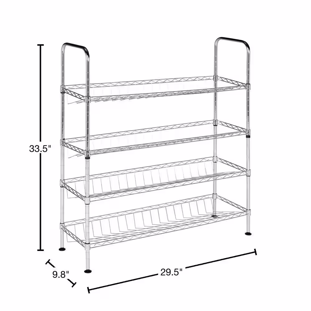 SAFAVIEH Lidia 33.5 in. Chrome Wire Adjustable Shoe Rack