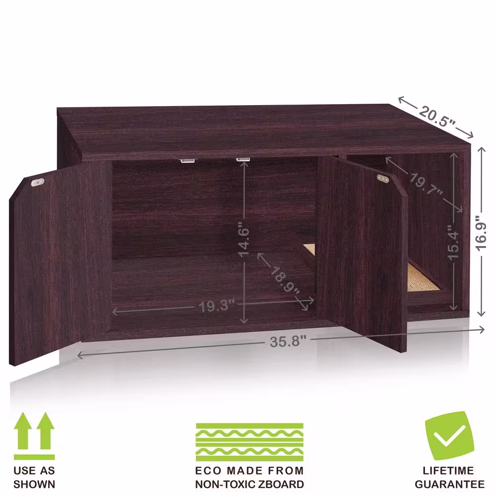 Way Basics Eco zBoard Espresso Modern Cat Litter Box Enclosure Furniture