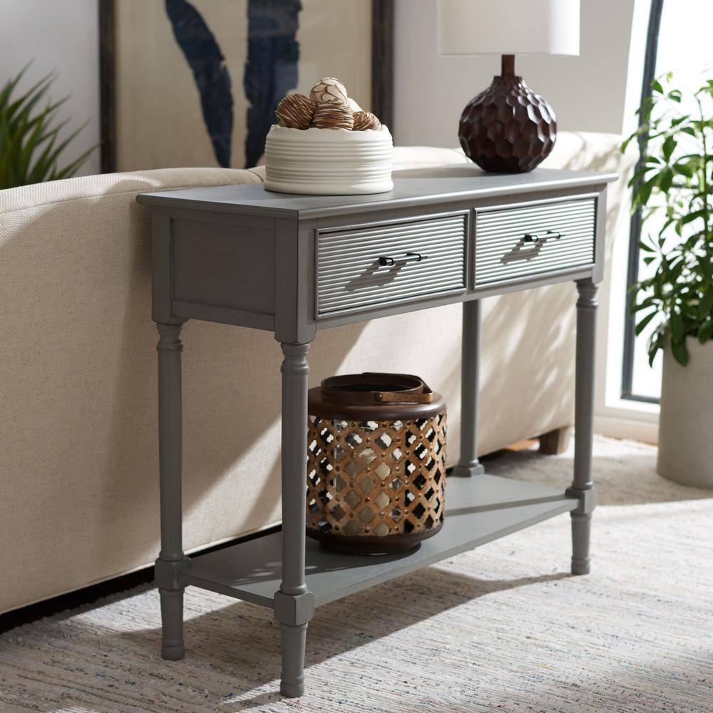 SAFAVIEH Ryder 35.5 in. Rustic Gray 2-Drawer Console Table