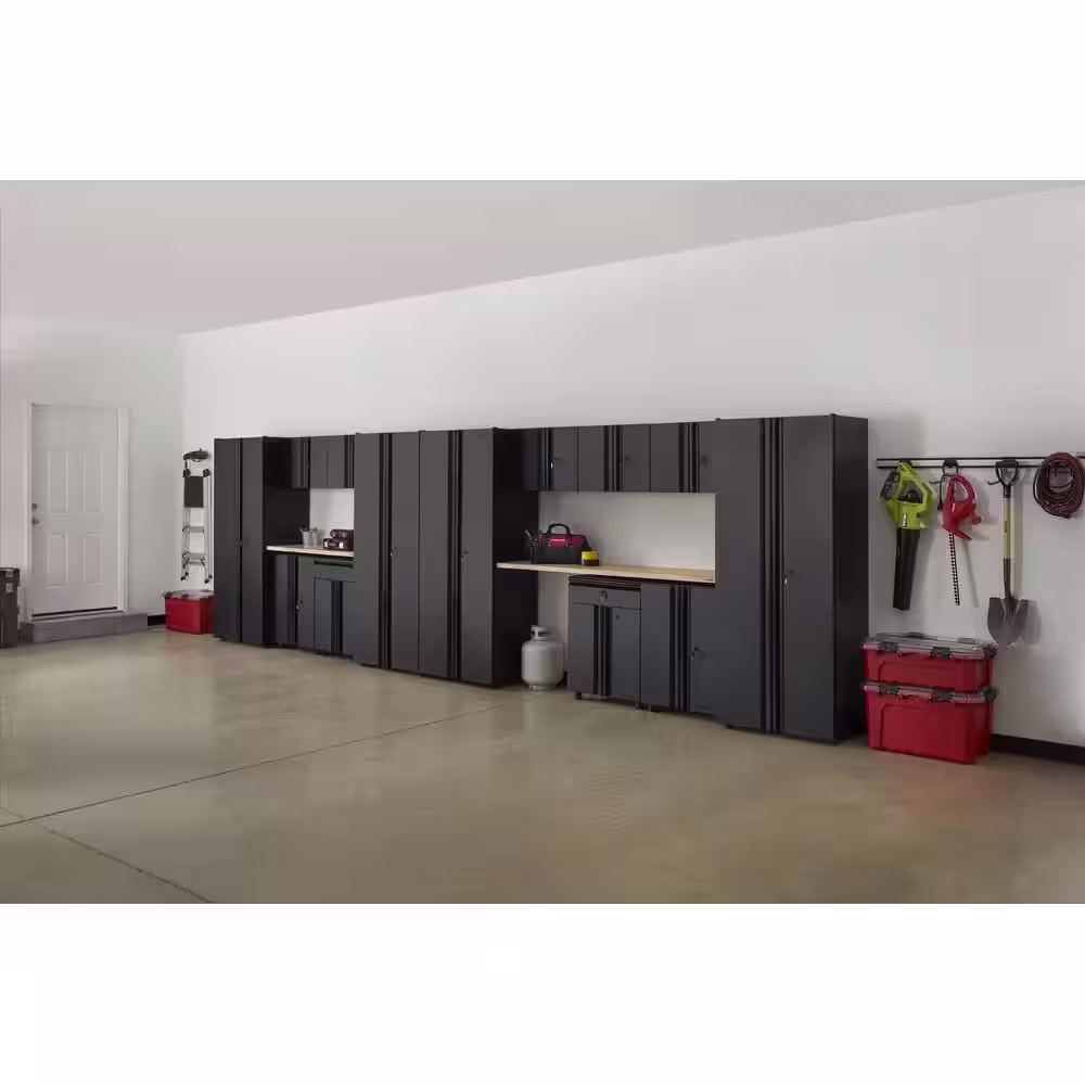 Husky 15-Piece Regular Duty Welded Steel Garage Storage System in Black (242 in. W x 75 in. H x 19.6 in. D)