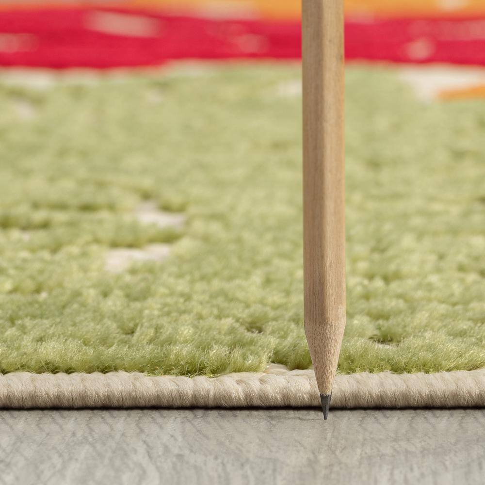 Tayse Rugs Oasis Floral Multi-Color 8 ft. Round Indoor/Outdoor Area Rug