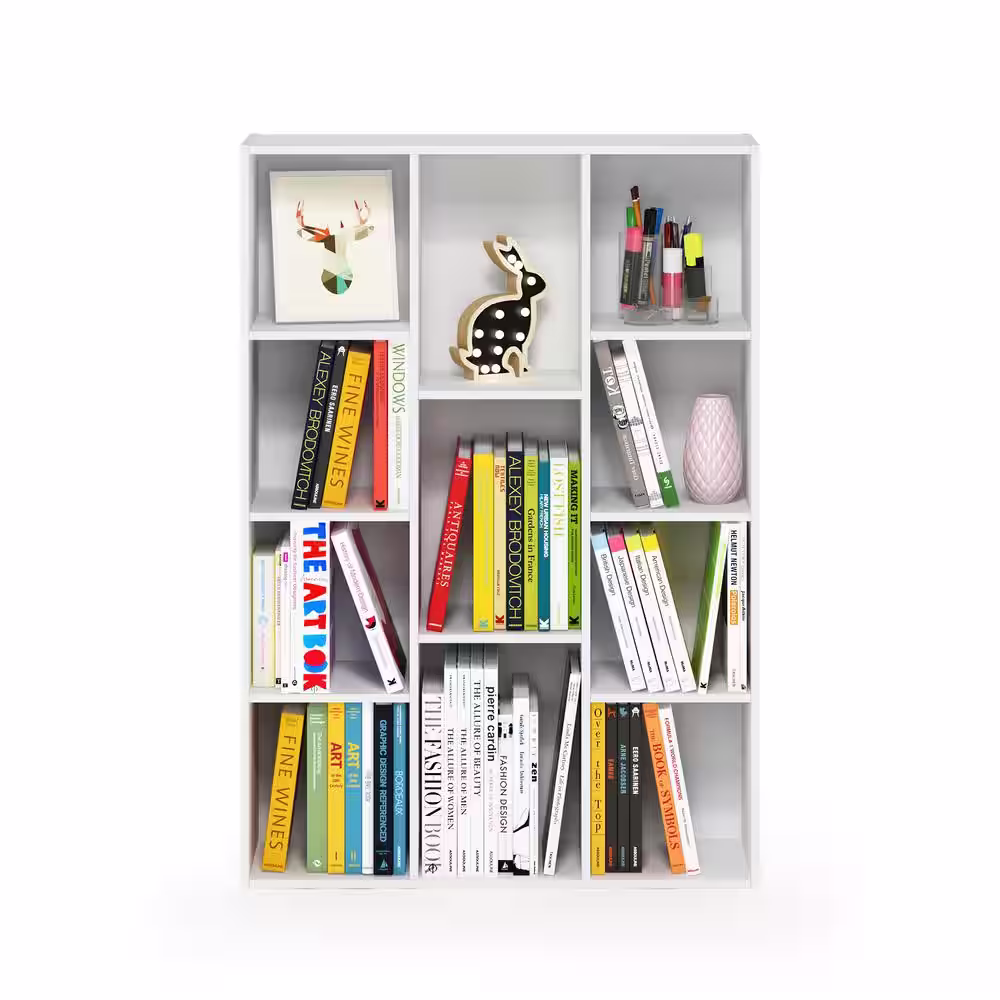 Furinno White 11-Cube Reversible Open Shelf Bookcase