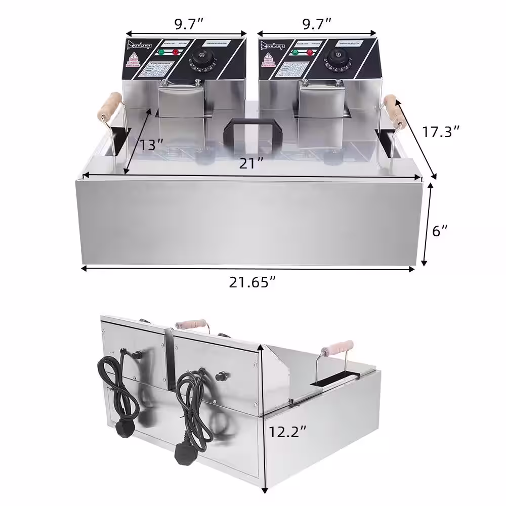 None 12.7 qt. Stainless Steel Large Electric Deep Fryer