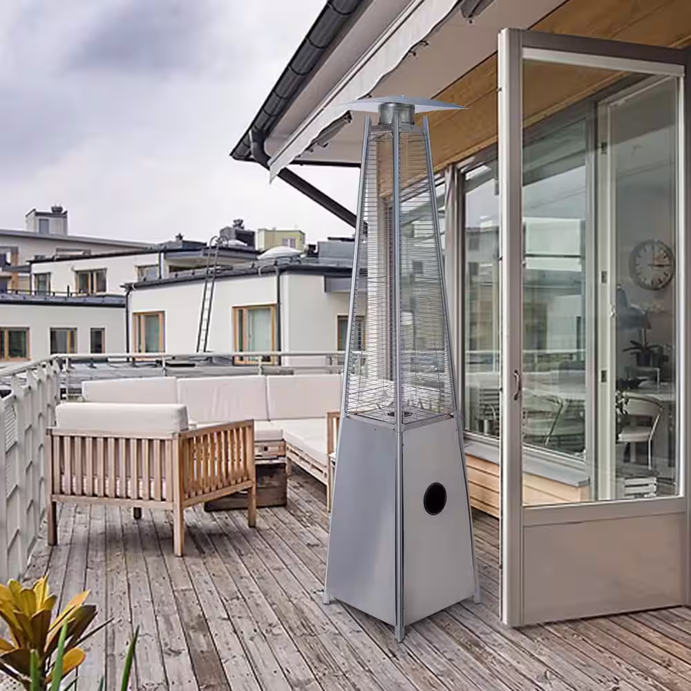 Uixe 40,000 BTU Metal Hammer Golden Pyramid Flame Propane Patio Heater
