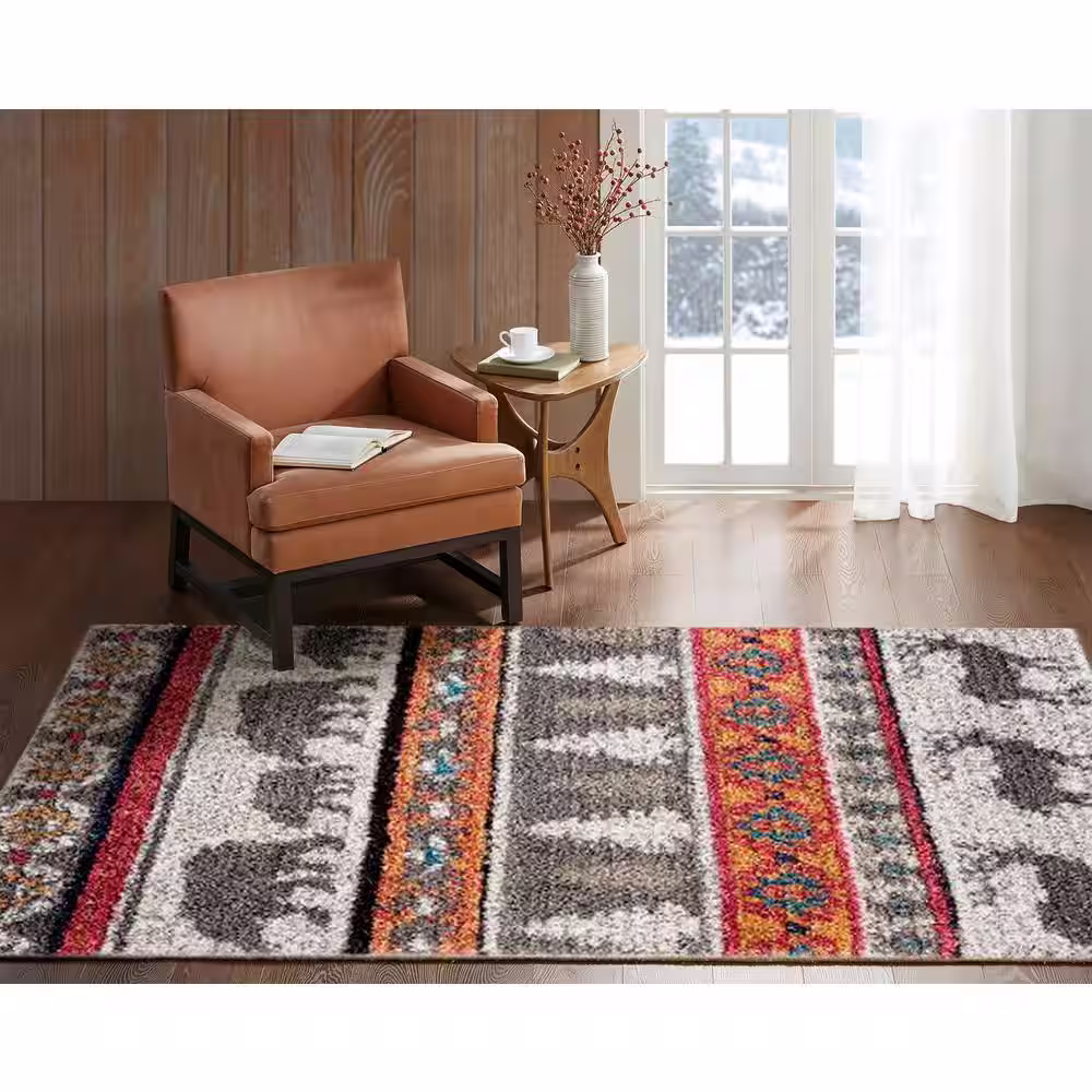 None Bazaar Multi Napoli 7 ft 10in.X10 ft. Polypropylene Area Rug