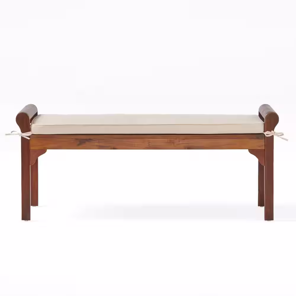 Noble House Nelson Rich Mahogany Bench with Cushion