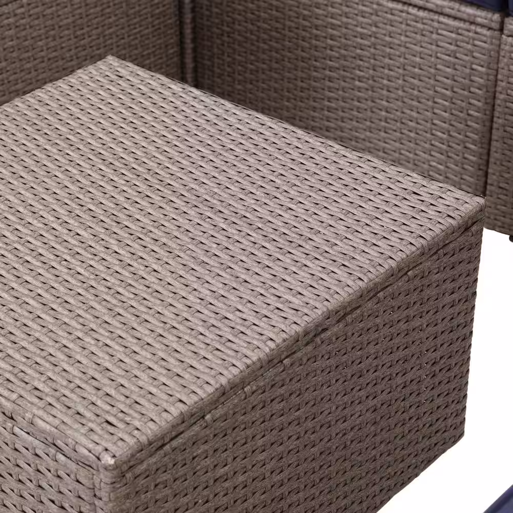 Patio Festival 8-Piece Wicker Patio Sectional Seating Set with Blue Cushions