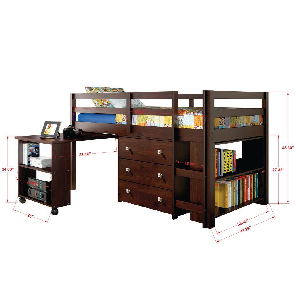 Donco Kids Cappuccino Twin Low Loft Bed