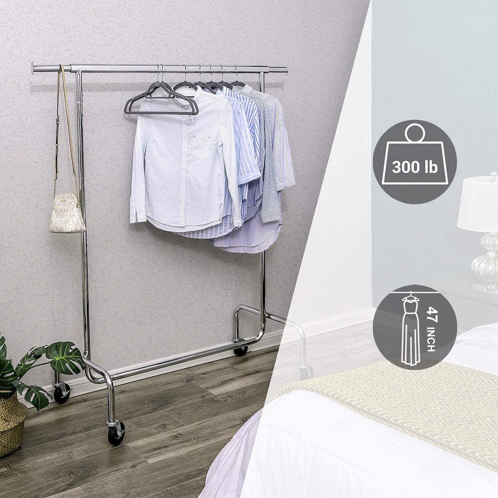 None Chrome Metal Adjustable Garment Clothes Rack 43 in. W x 63 in. H