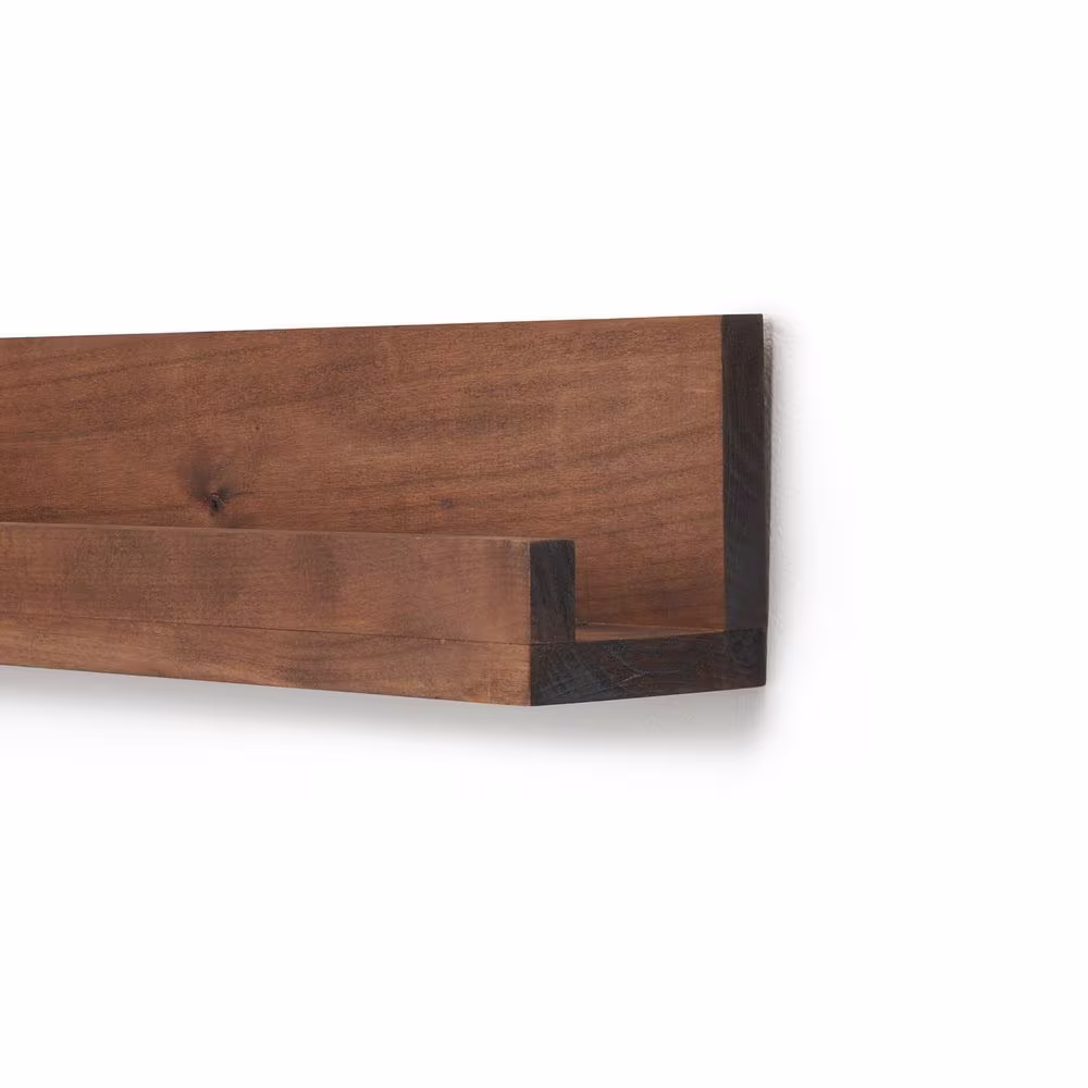 None 4 in. x 28 in. x 4.75 in. Walnut Solid Wood Nursery Floating Bookshelves (Set of 3)