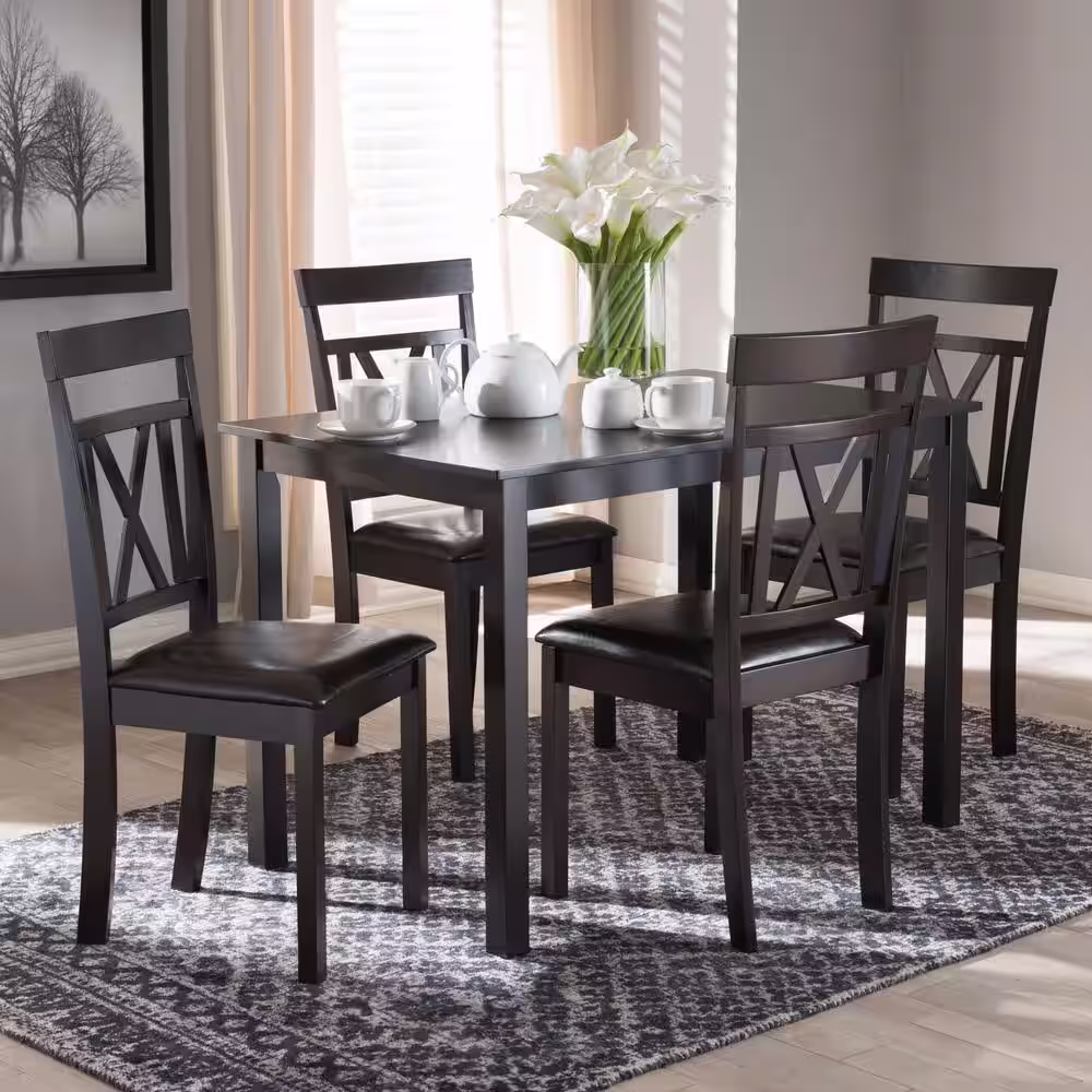 Baxton Studio Rosie 5-Piece Dark Brown Dining Set