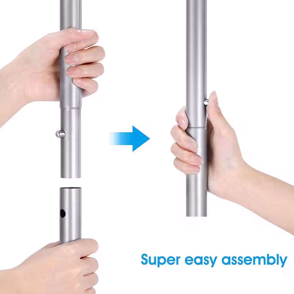 None White Metal Garment Clothes Rack With Double Rod 38 in. W x 62 in. H