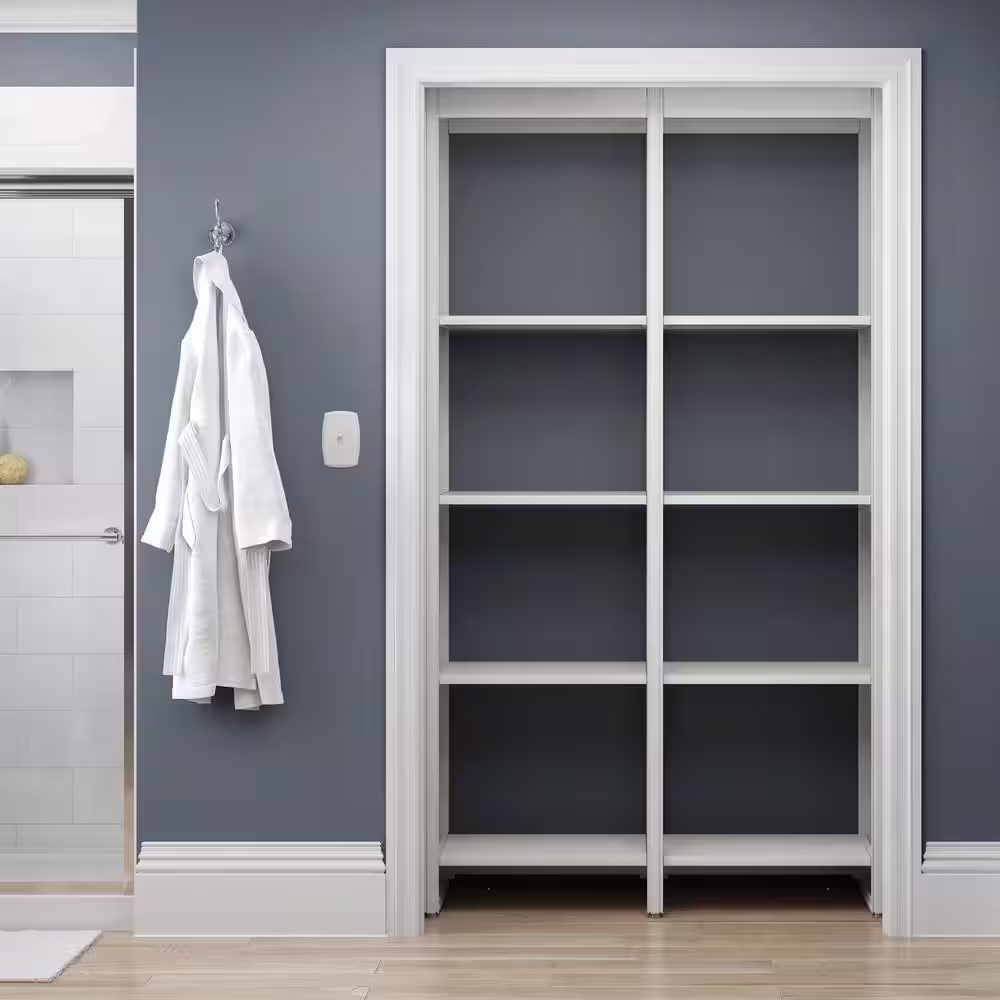 CLOSETS By LIBERTY 46.5 in. W White Adjustable Tower Wood Closet System with 10 Shelves