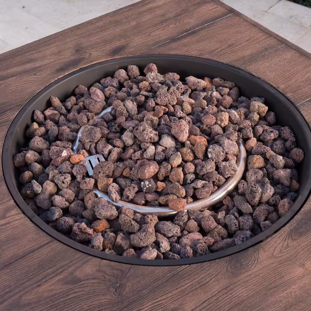 Noble House Serena 32 in. x 24 in. Square MGO Propane Fire Pit in Brown