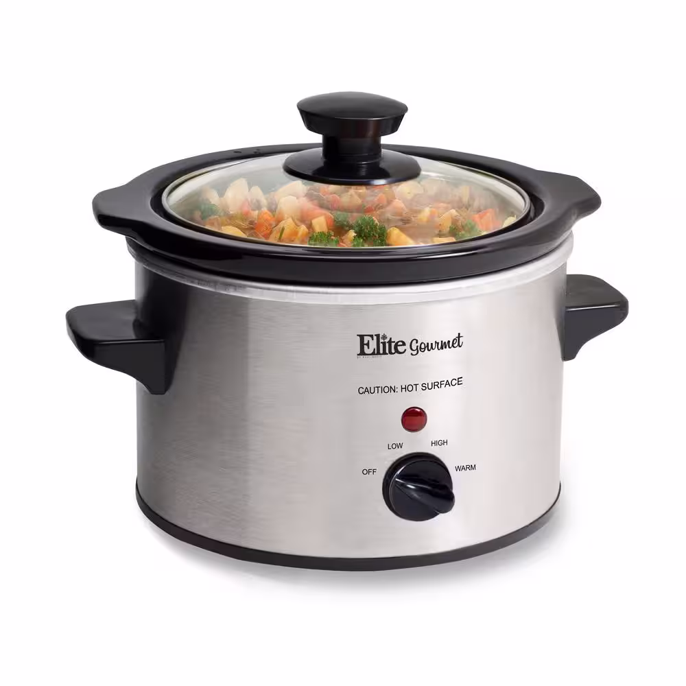Elite Gourmet Gourmet 1.5 Qt. Stainless Steel Mini Slow Cooker