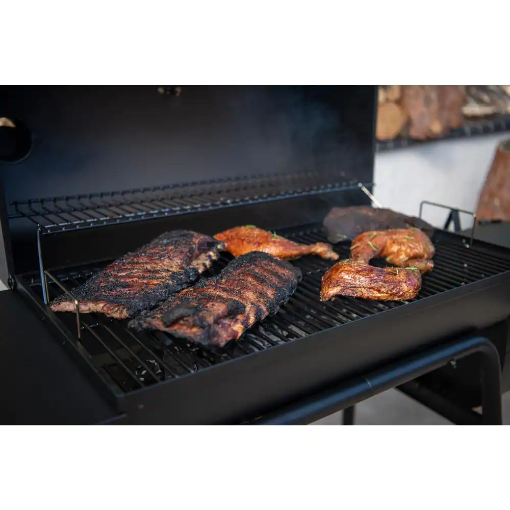 Nexgrill 29 in. Barrel Offset Charcoal Smoker and Grill in Black