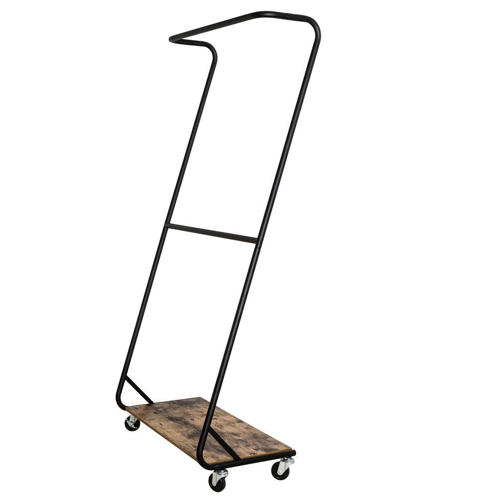 None Black Steel Clothes Rack 33.46 in. W x 72.52 in. H