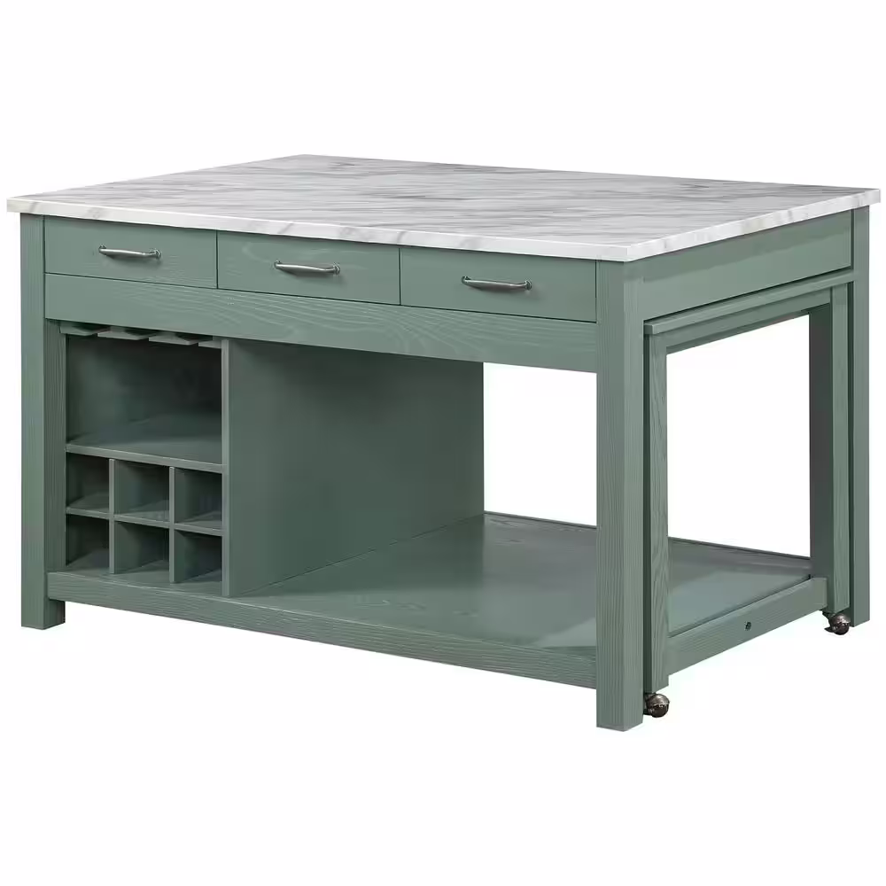 Furniture of America Tatum 104 in. Rectangle Green Faux Marble with Wood Frame (Seats 8)