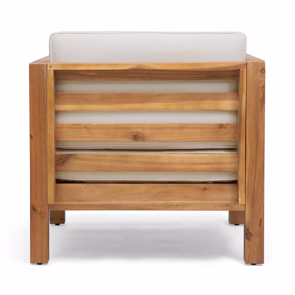 Noble House Oana Teak Brown 6-Piece Wood Patio Conversation Seating Set with Beige Cushions