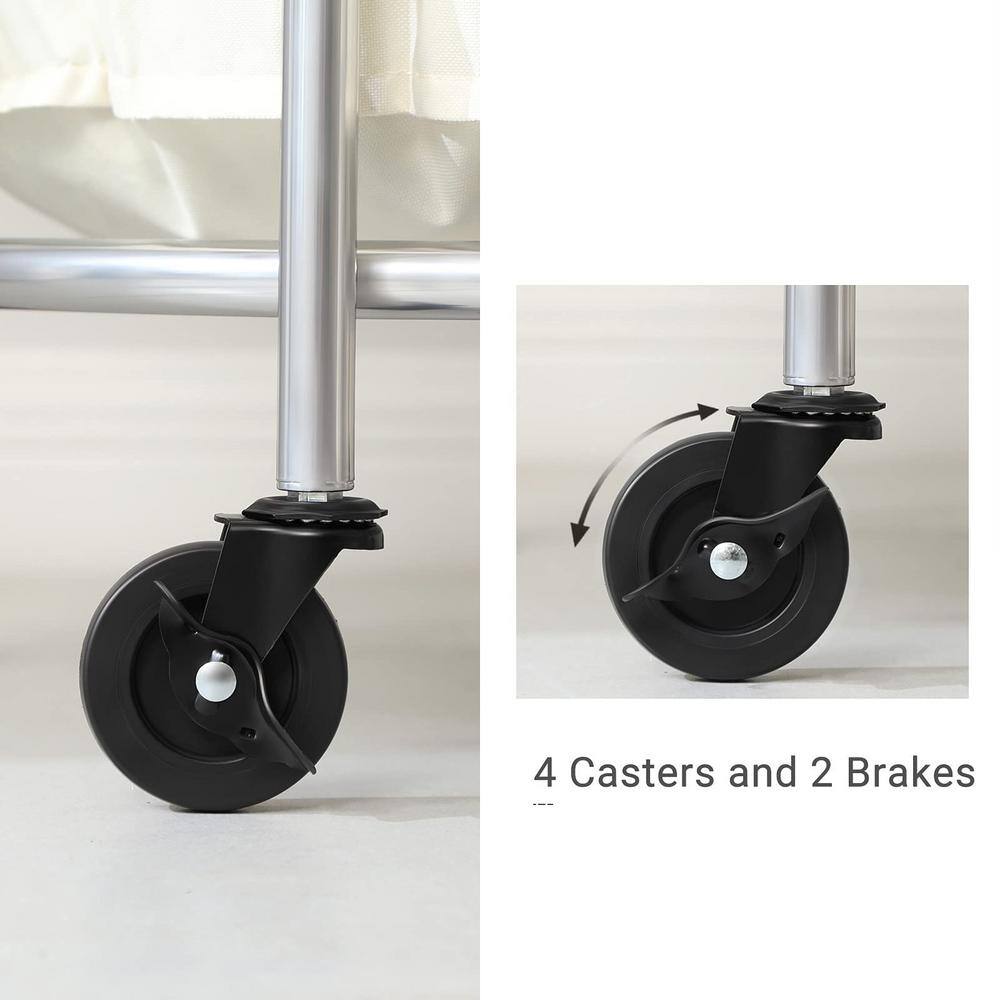 None 23.6 in. W x 23.6 in. D x 31.9 in. H Fabric Laundry Basket Hamper with Wheels Cream