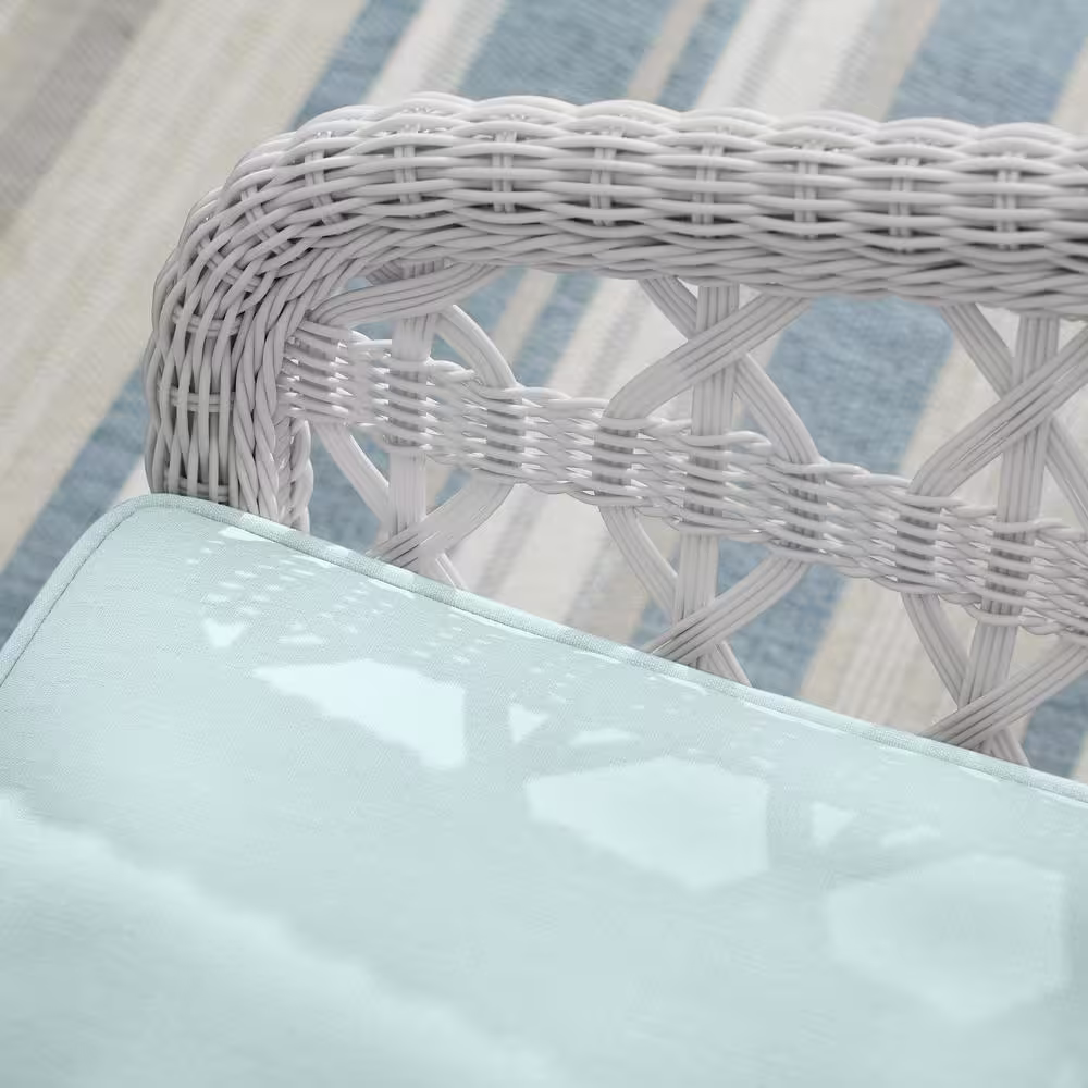 Hampton Bay Somersound 4-Piece Resin Wicker Patio Conversation Chat Set with CushionGuard Sea Breeze Cushions