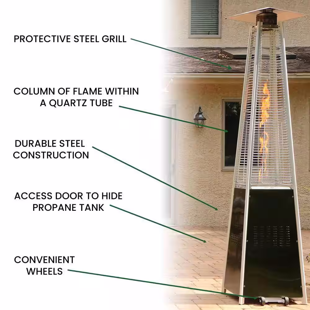 Hanover 7 ft. 42,000 BTU Black Pyramid Propane Gas Patio Heater