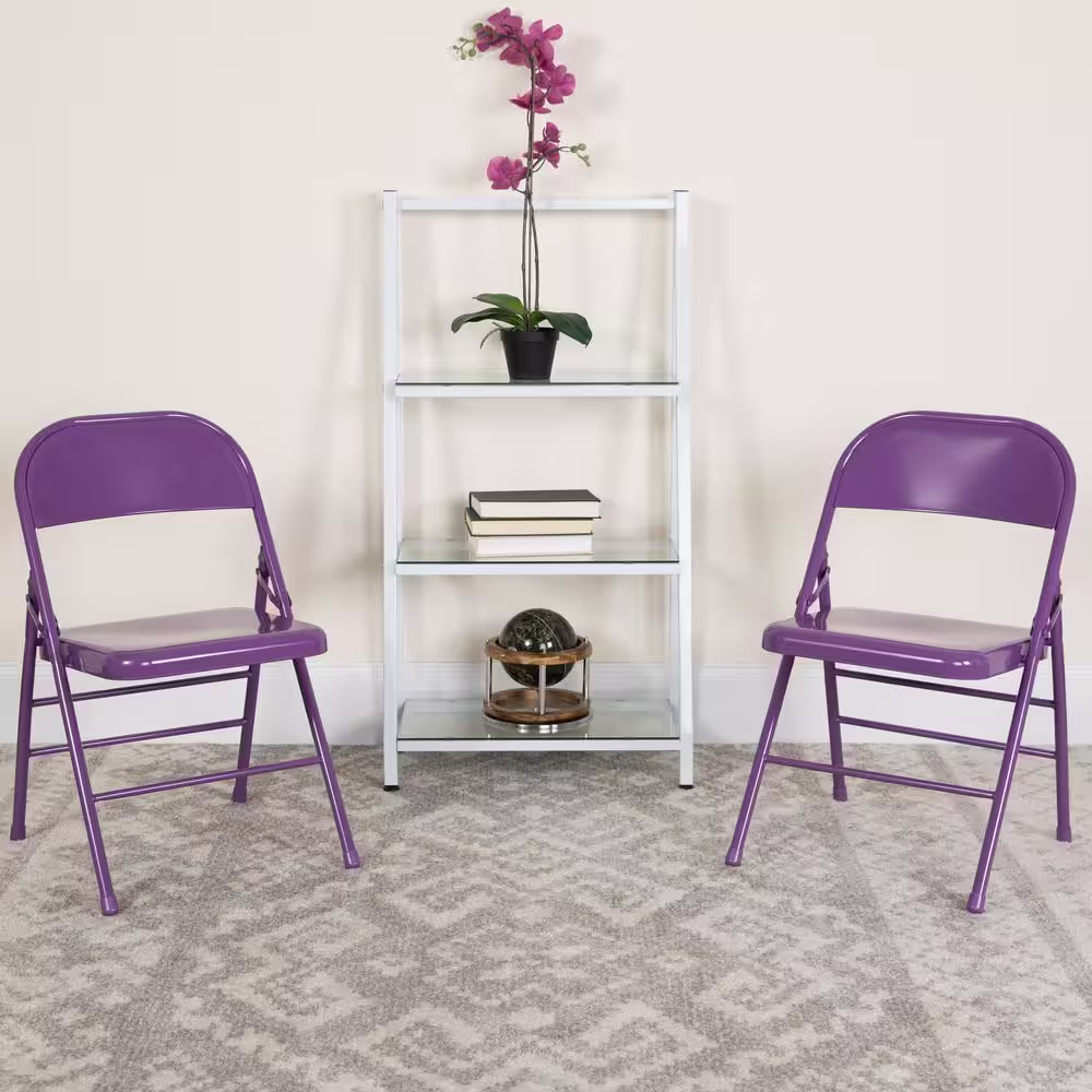Carnegy Avenue Impulsive Purple Metal Folding Chair (2-Pack)