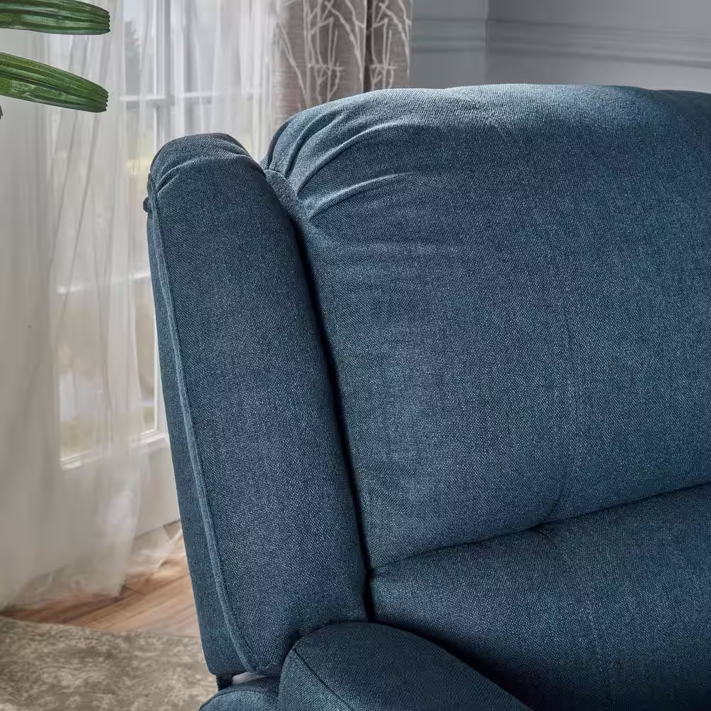 None Jennette Navy Blue Tufted Recliner