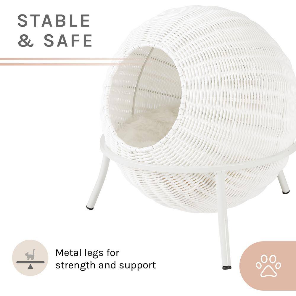 None Nala Wicker Cat Bed Medium in White