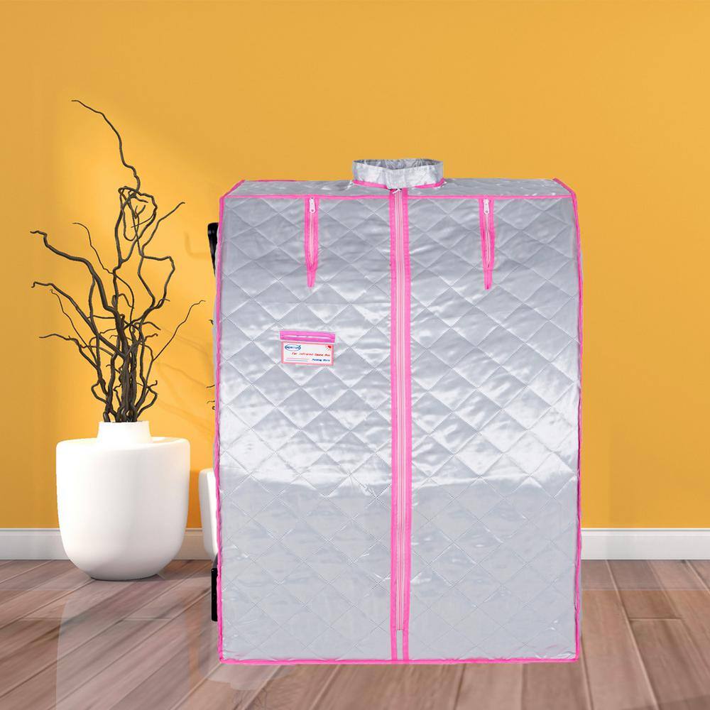 cadeninc 1-Person Folding Half Body Silver Infrared Sauna tent with Infrared Panels, Heating Foot Pad, Controller, Foldable Chair
