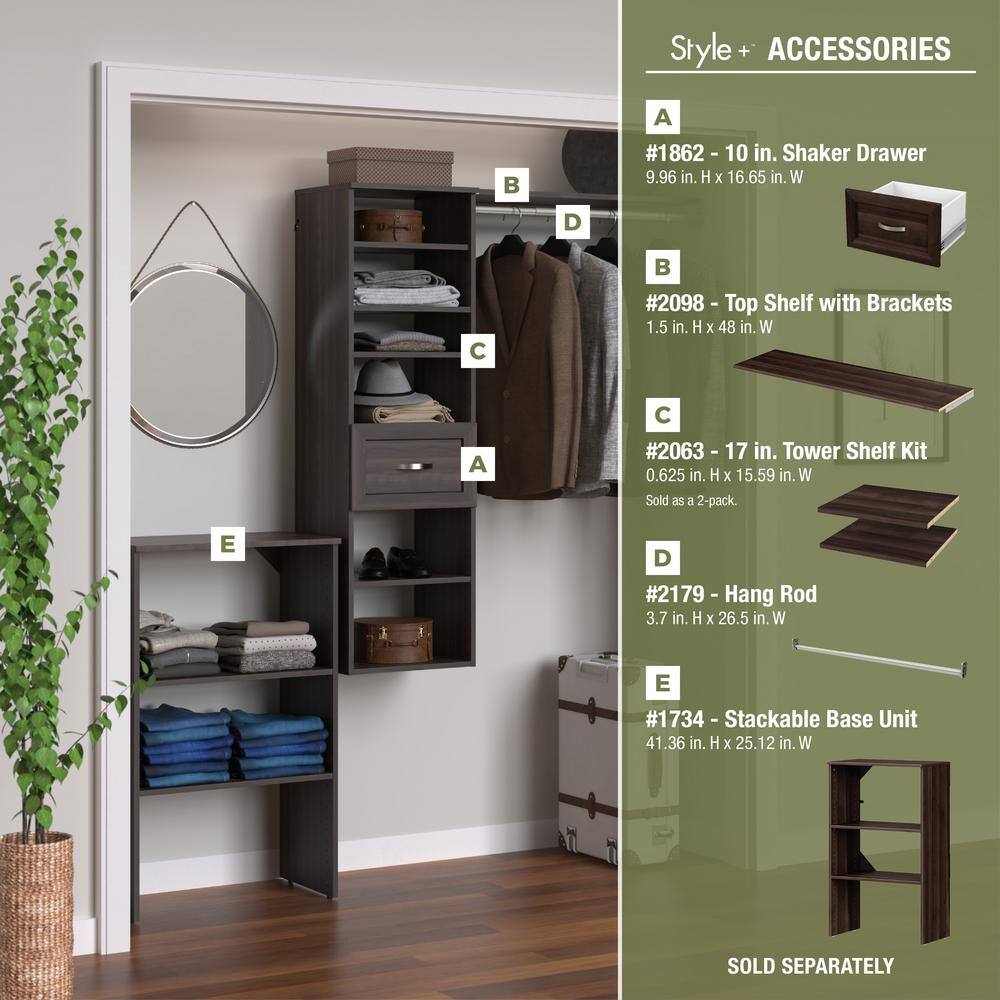 ClosetMaid Style+ 17 in. W Modern Walnut Hanging Wood Closet Tower