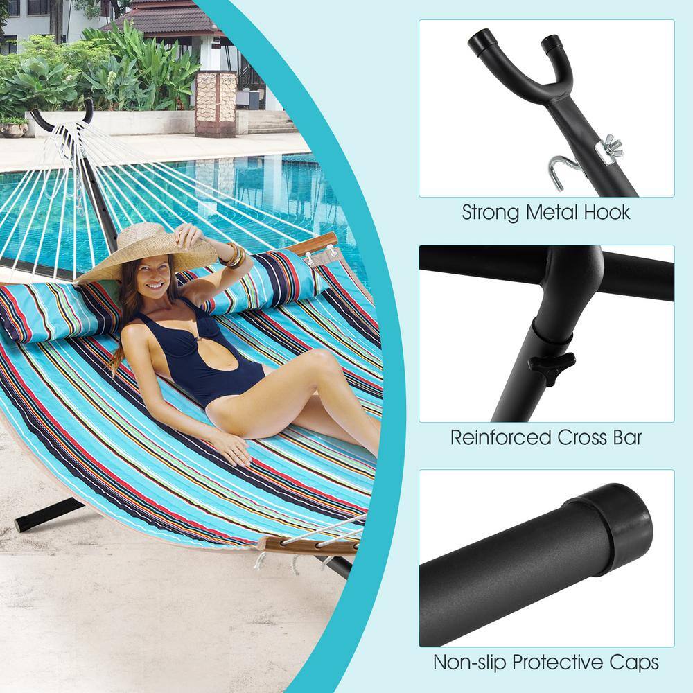 None 9.5 ft. 2-Person Metal Hammock Stand with Carrying Bag in Black