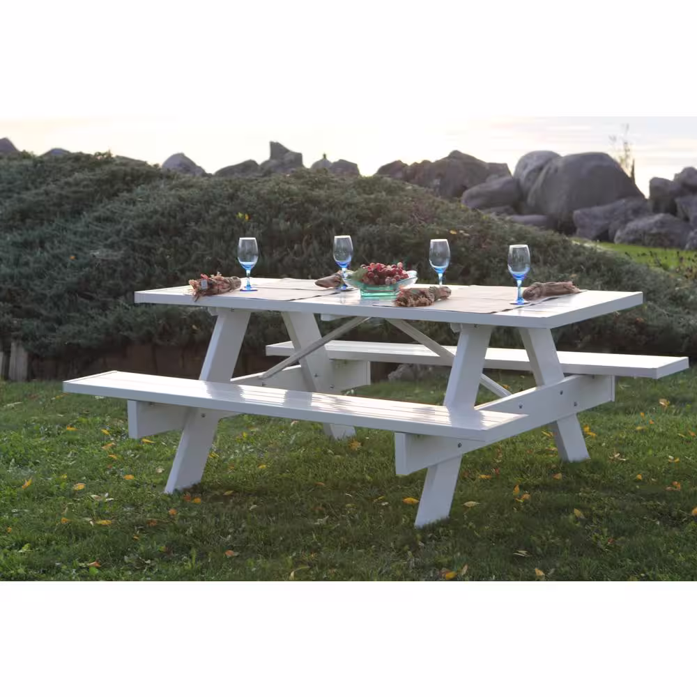 Dura-Trel 6 ft. White Vinyl Patio Picnic Table