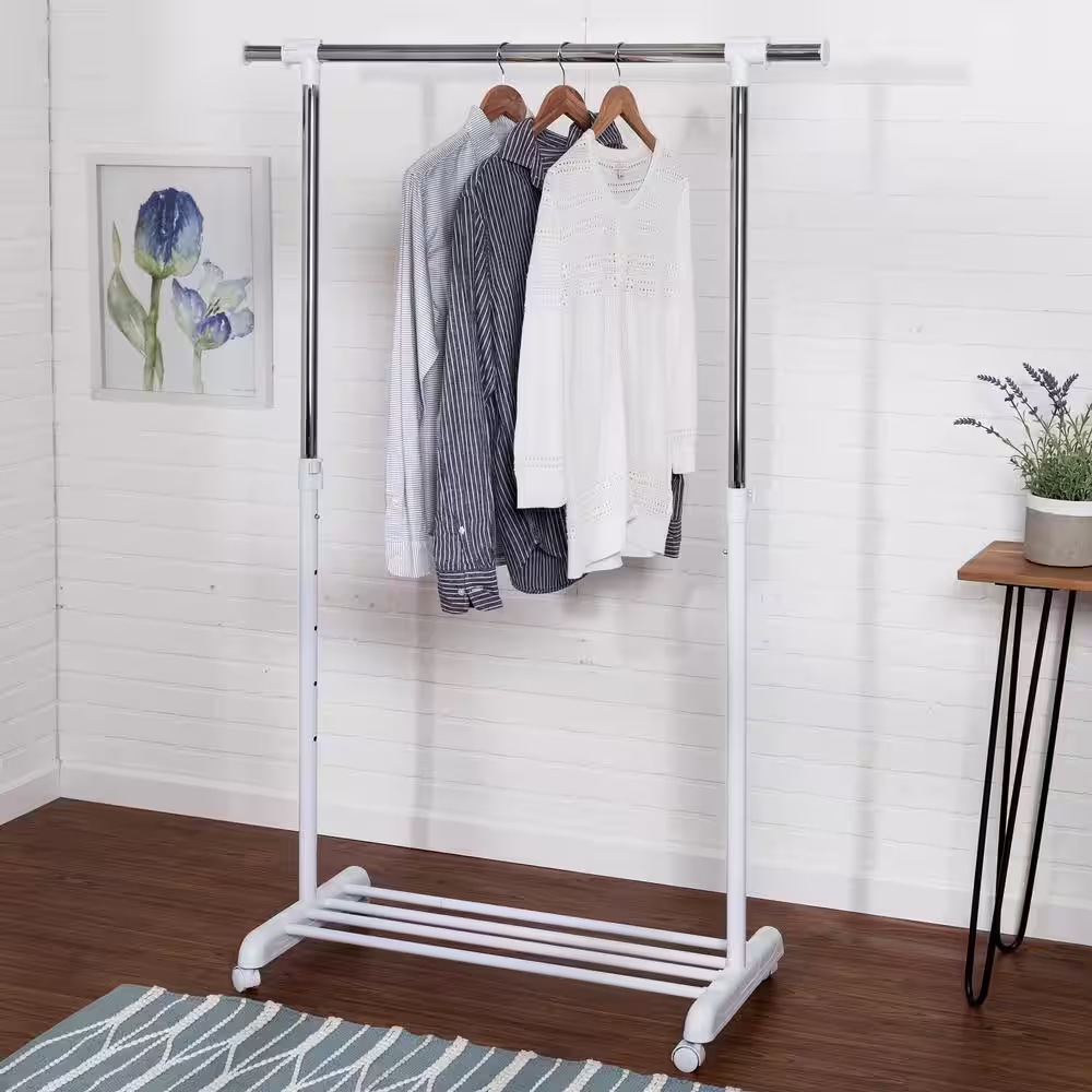 Honey-Can-Do Chrome Steel Clothes Rack 53.25 in. W x 62.99 in. H