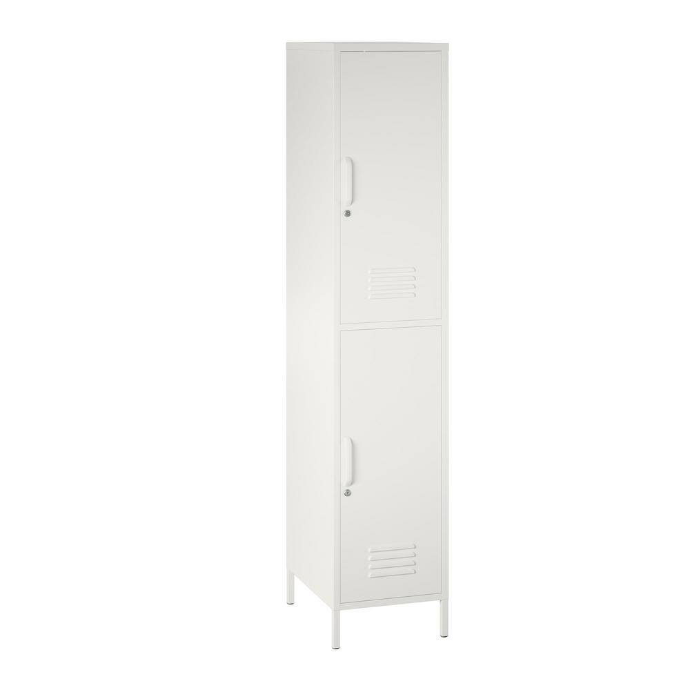 None Mission District 14.96 in. W Wood Closet System with Metal Locker, White