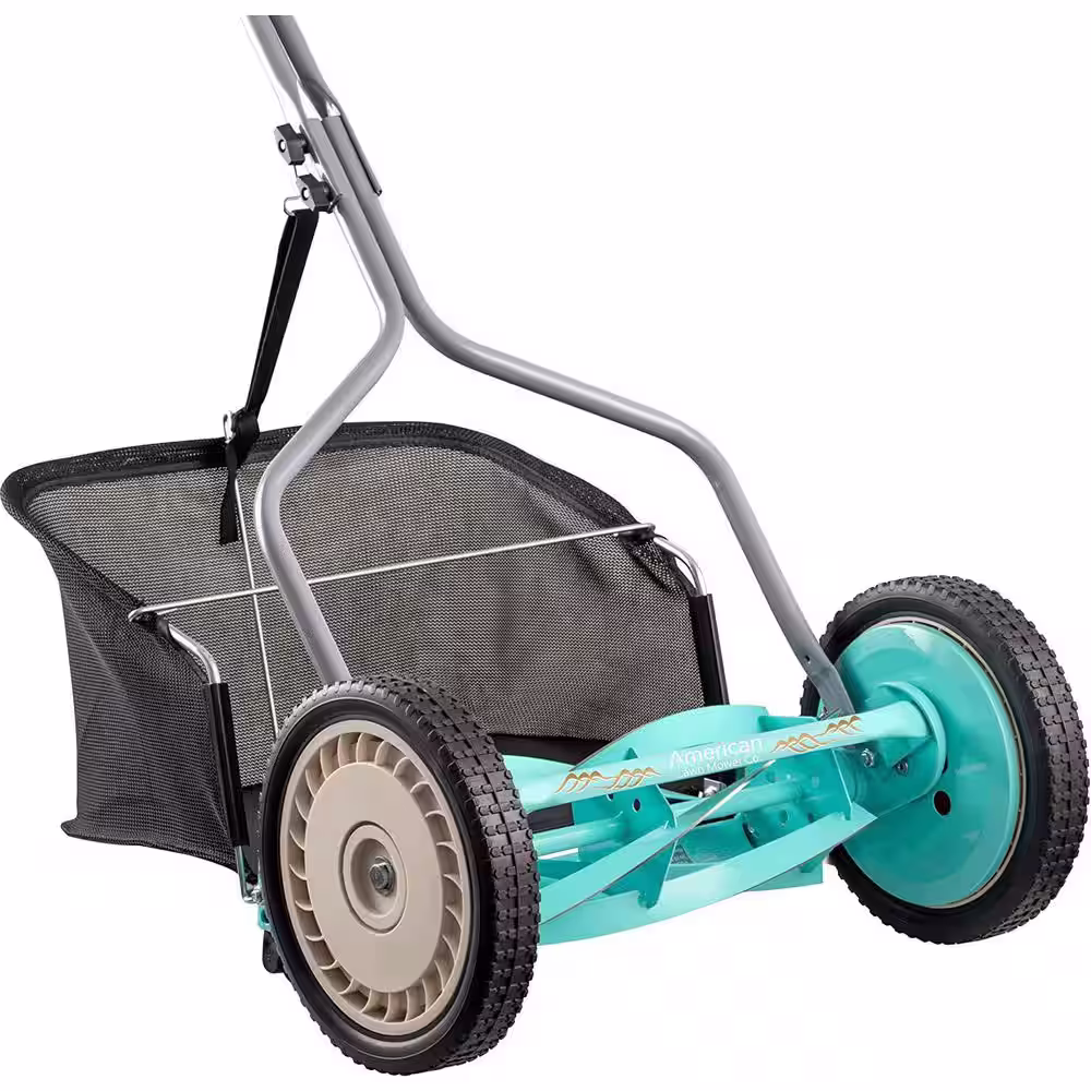 American Lawn Mower Company 14 in. Manual Walk Behind Push Reel Lawn Mower Grass Catcher Included