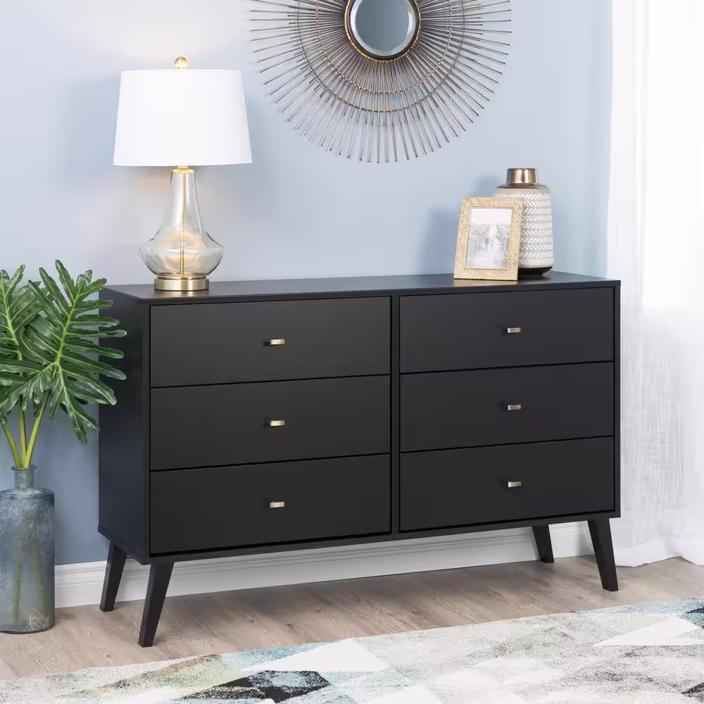 None 6-Drawer Milo Mid Century Modern Dresser
