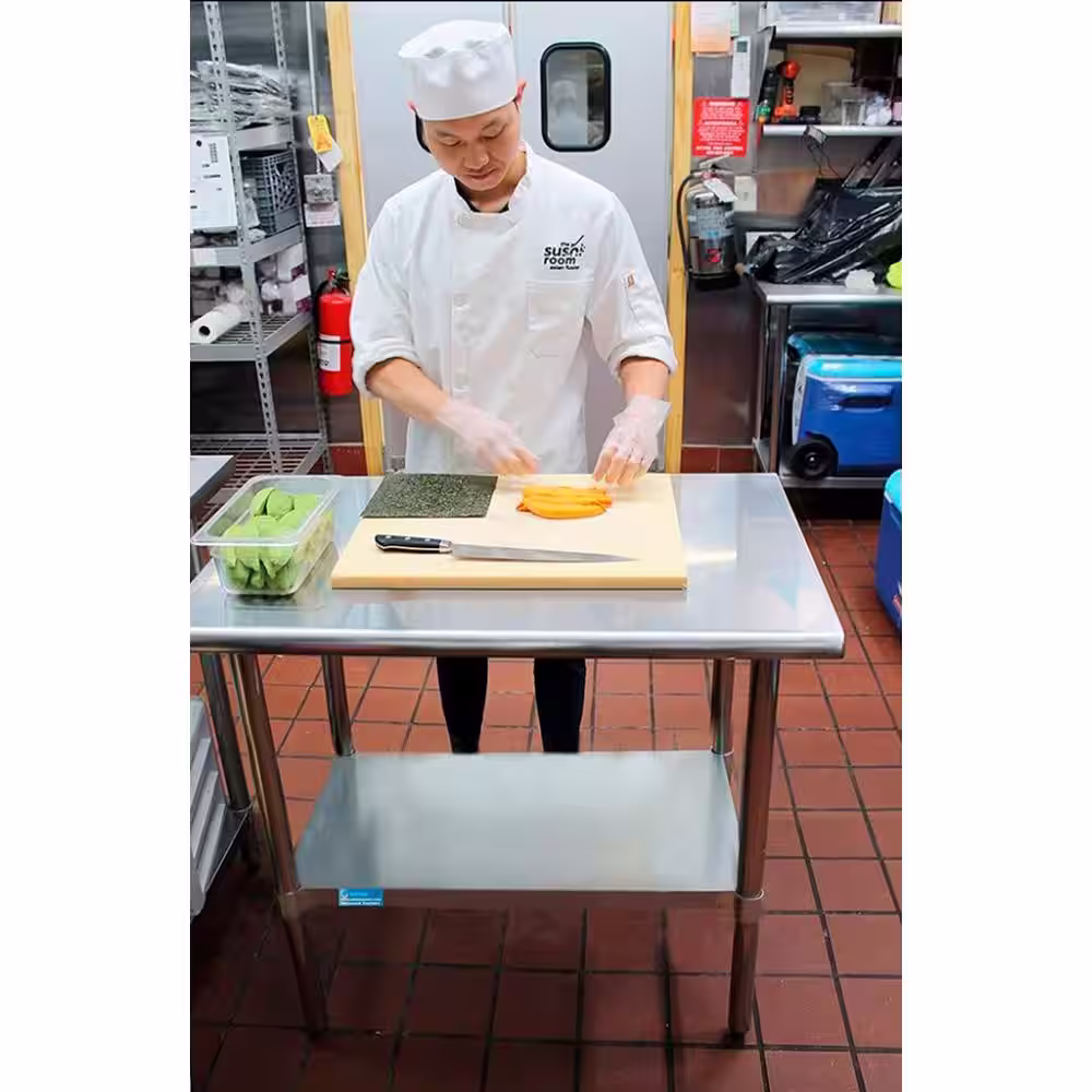 AMGOOD 30 in. x 60 in. Stainless Steel Kitchen Utility Table with Adjustable Bottom Shelf