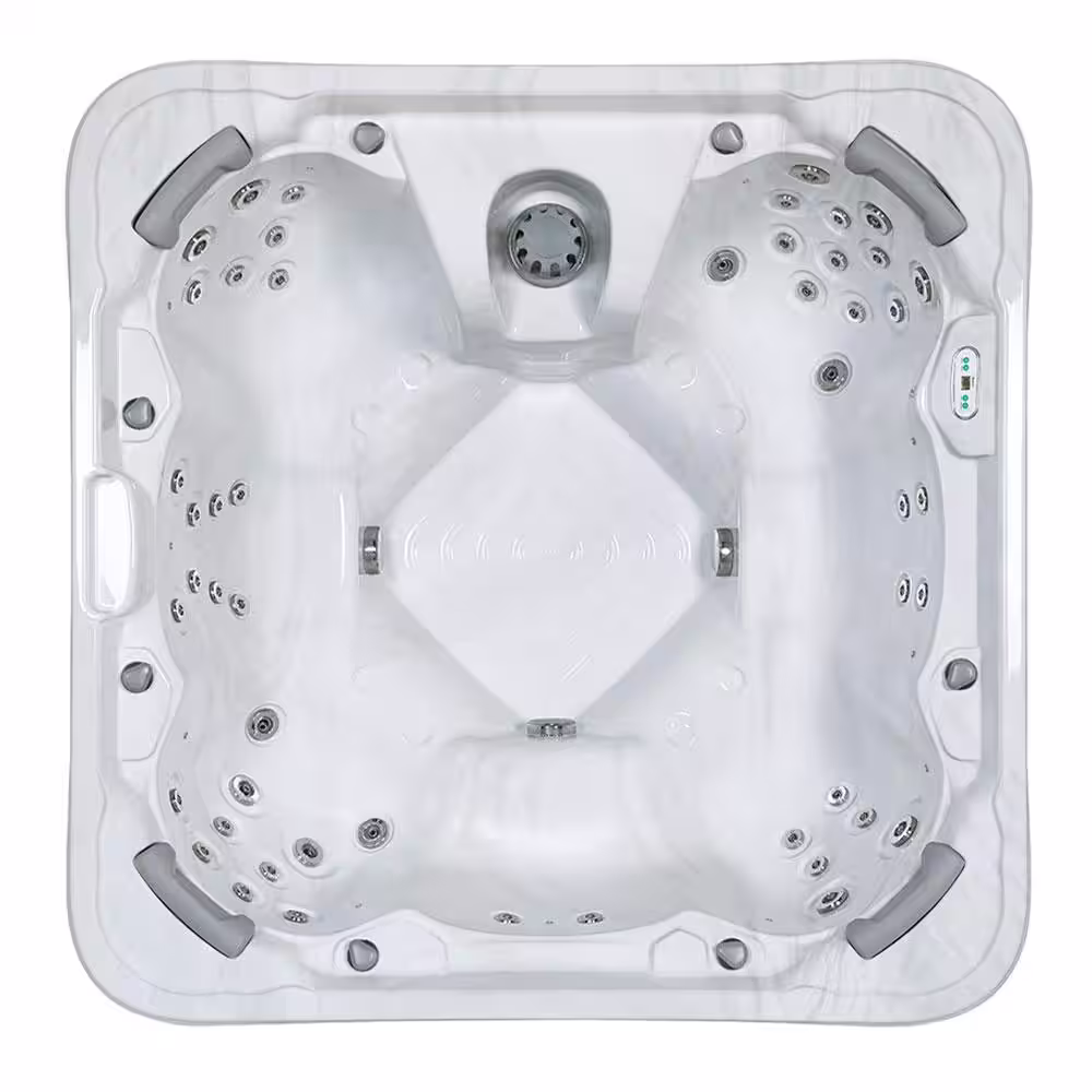 Buenospa Chicago 7-Person spa, 50 Jets, LED Lighting, Ozone Generator, Sterling Silver, Grey, includes Hot Tub cover